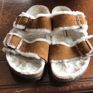 Shearling Birkenstock sandal